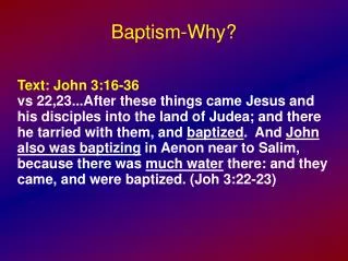 Baptism-Why?