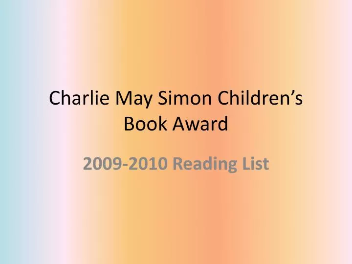 charlie may simon children s book award