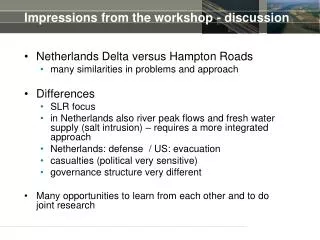 impressions from the workshop discussion