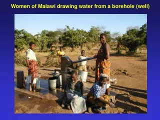 Women of Malawi drawing water from a borehole (well)