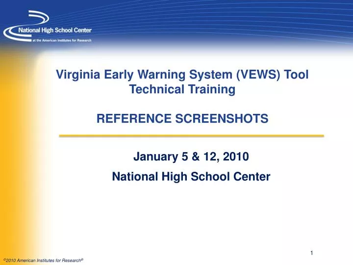 virginia early warning system vews tool technical training reference screenshots