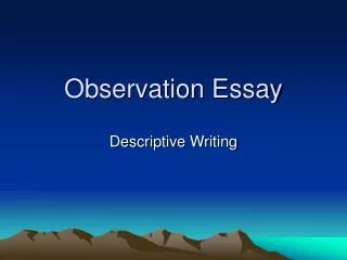 Observation Essay