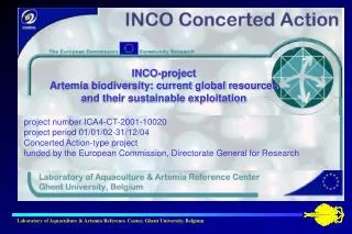 INCO-project Artemia biodiversity: current global resources and their sustainable exploitation