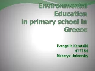 Environmental Education in primary school in Greece
