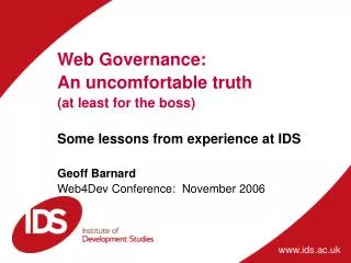 Web Governance: An uncomfortable truth (at least for the boss)