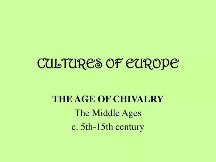 cultures of europe