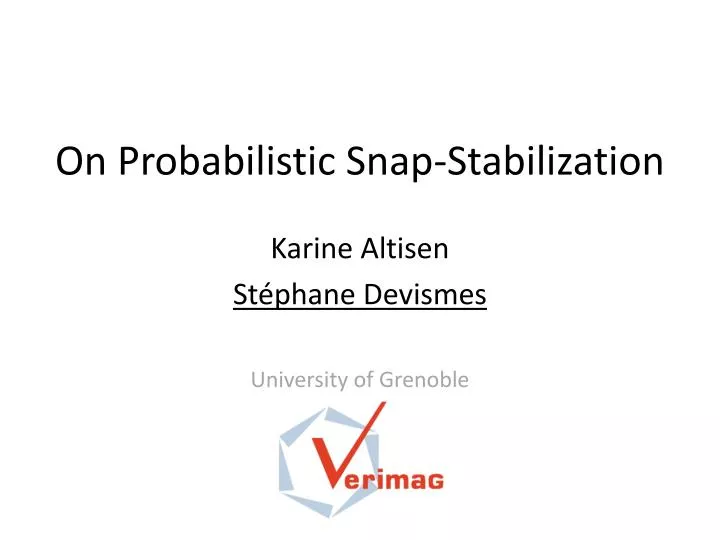 on probabilistic snap stabilization