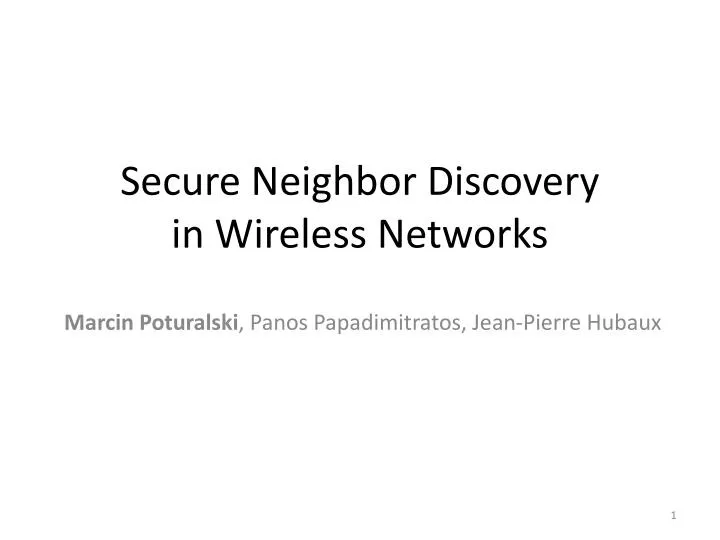secure neighbor discovery in wireless networks