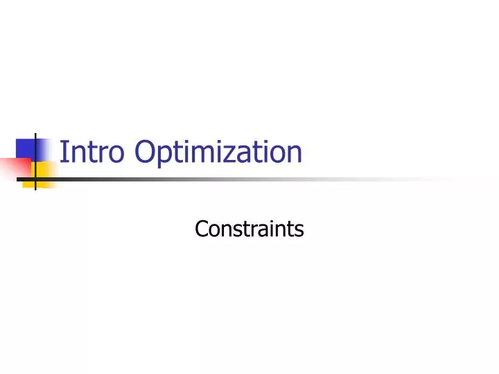 intro optimization