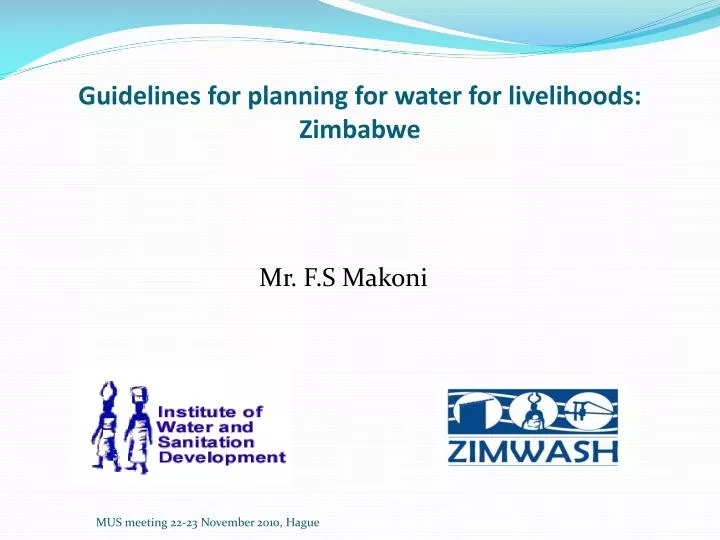 guidelines for planning for water for livelihoods zimbabwe