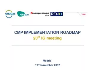 CMP IMPLEMENTATION ROADMAP 20 th IG meeting