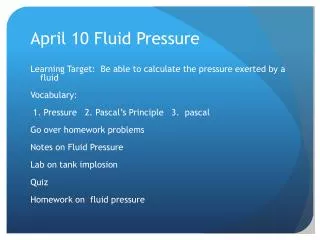 April 10 Fluid Pressure