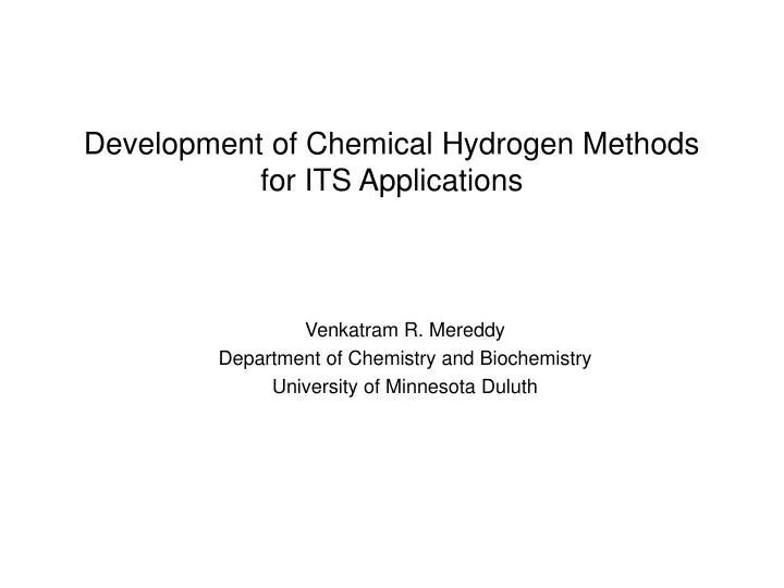 development of chemical hydrogen methods for its applications