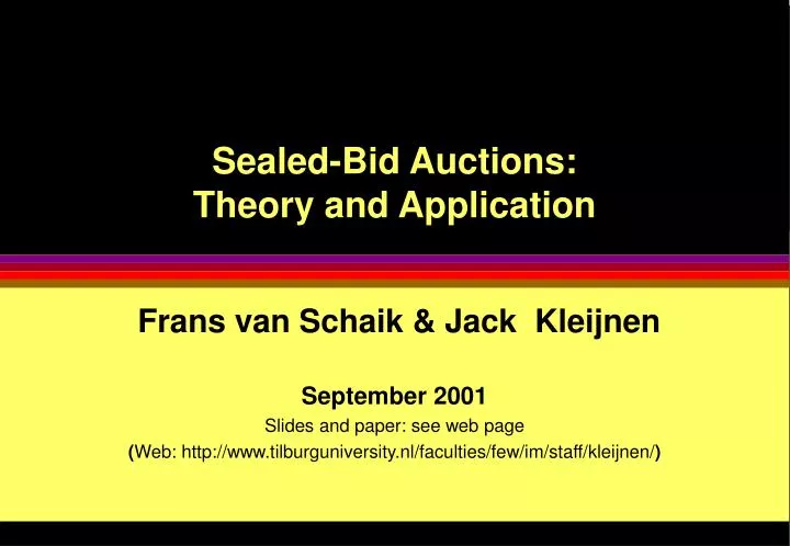 sealed bid auctions theory and application