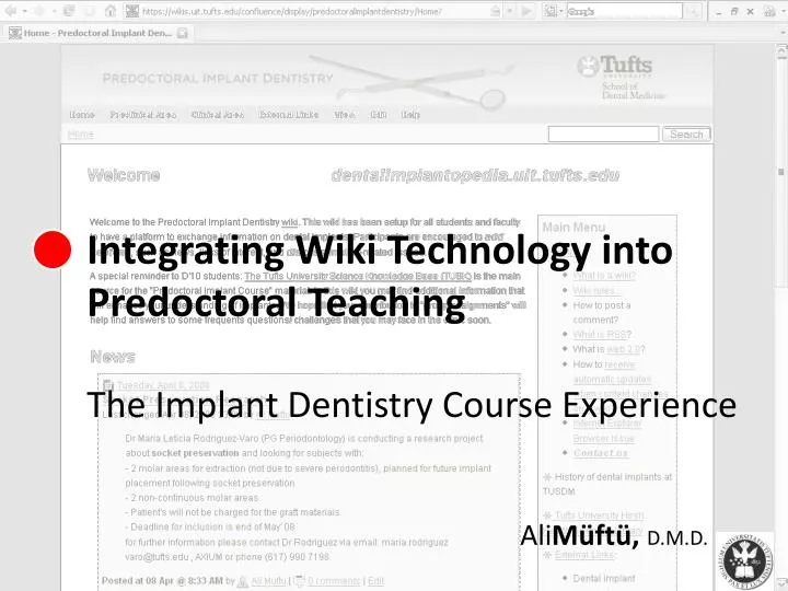 integrating wiki technology into predoctoral teaching the implant dentistry course experience