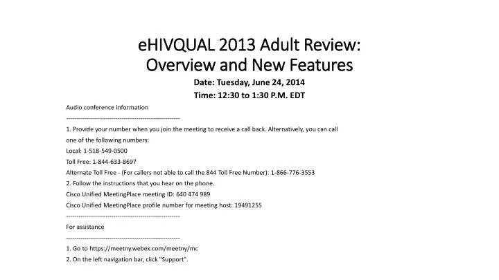 ehivqual 2013 adult review overview and new features