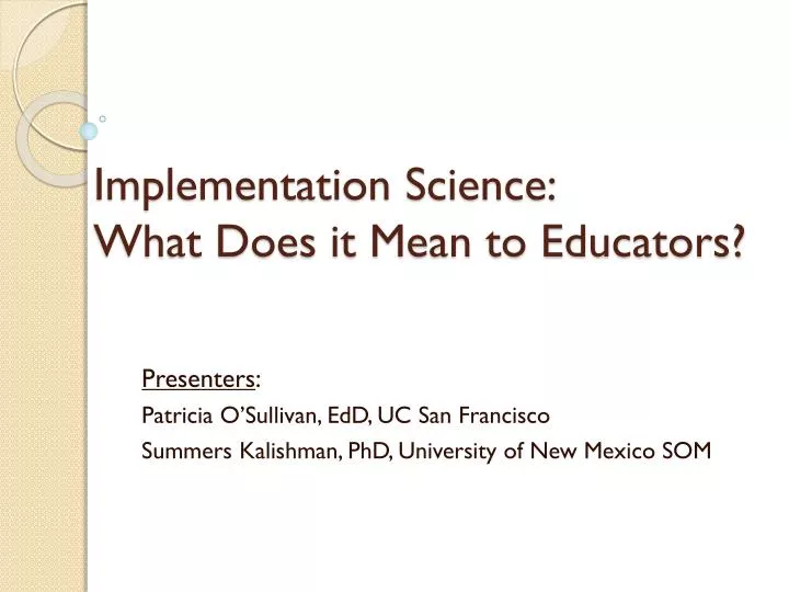 implementation science what does it mean to educators