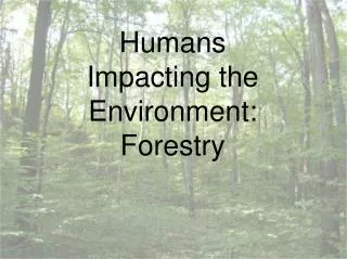 Humans Impacting the Environment: Forestry