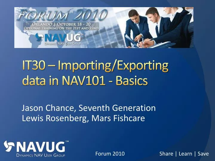 it30 importing exporting data in nav101 basics