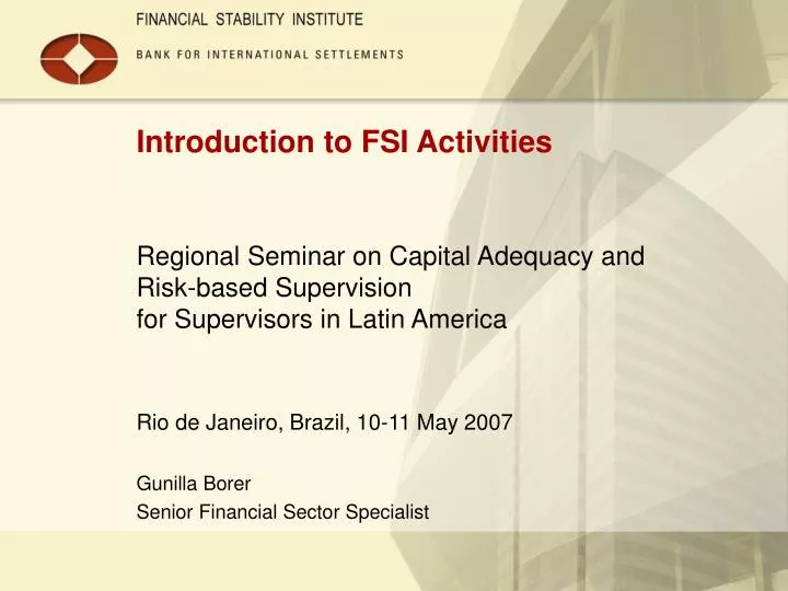 introduction to fsi activities