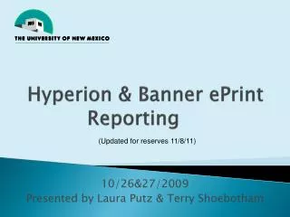 Hyperion &amp; Banner ePrint Reporting
