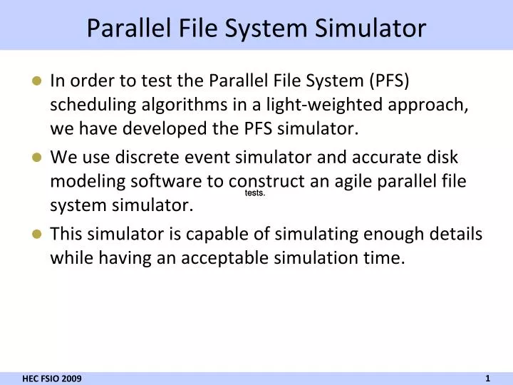 parallel file system simulator
