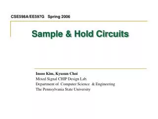 Sample &amp; Hold Circuits