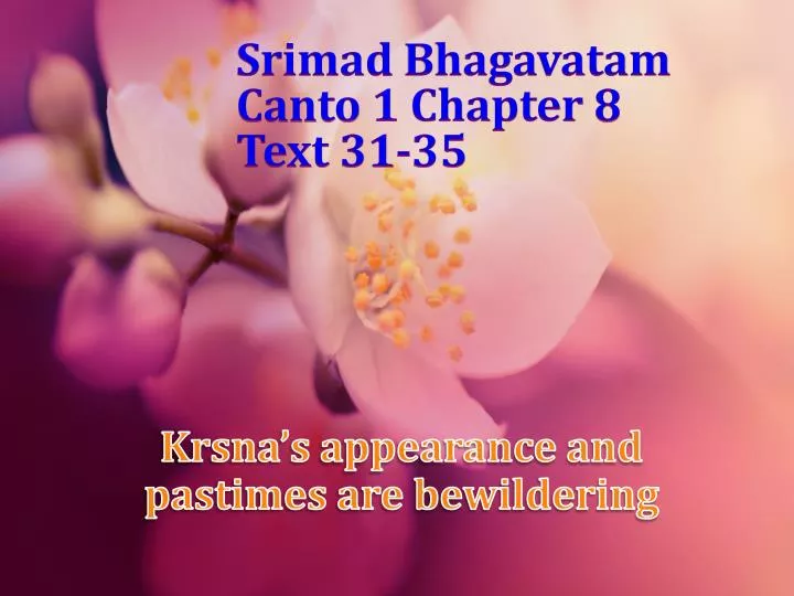 srimad bhagavatam canto 1 chapter 8 text 31 35