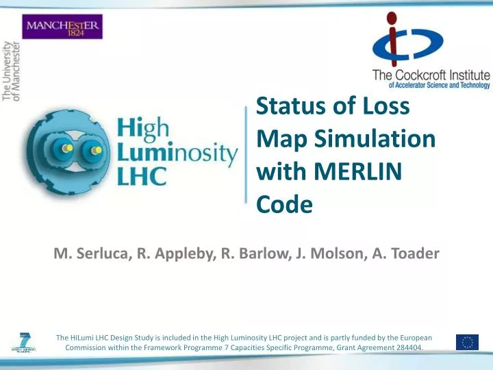 status of loss map simulation with merlin code