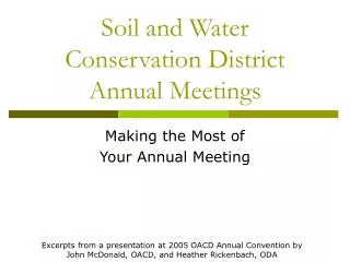 Soil and Water Conservation District Annual Meetings