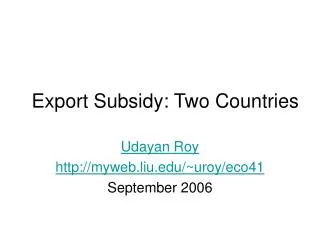 Export Subsidy: Two Countries