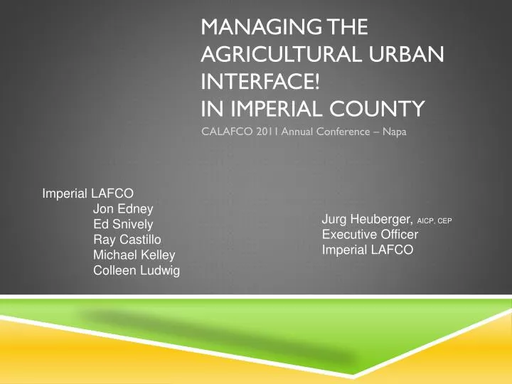 managing the agricultural urban interface in imperial county