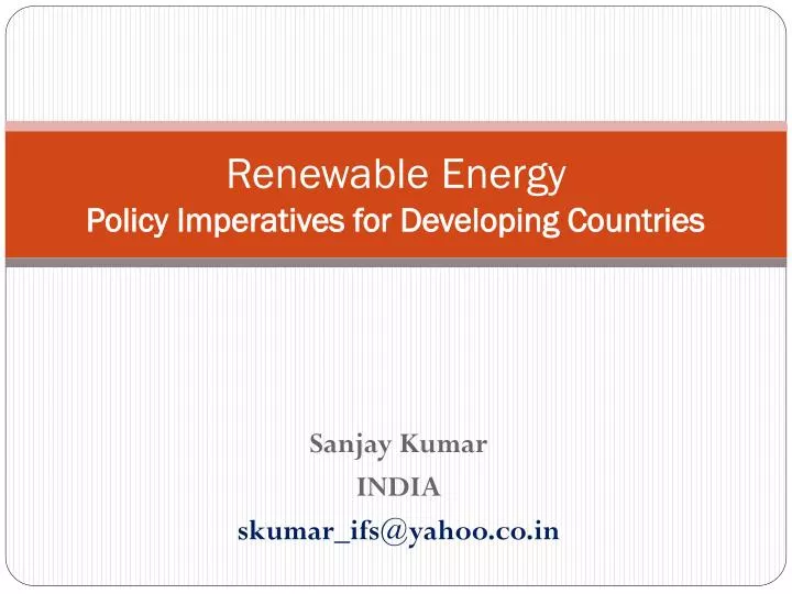 renewable energy policy imperatives for developing countries