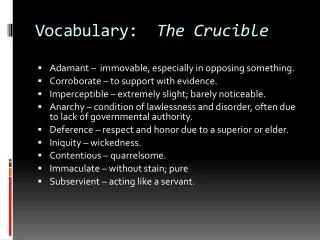 Vocabulary: The Crucible