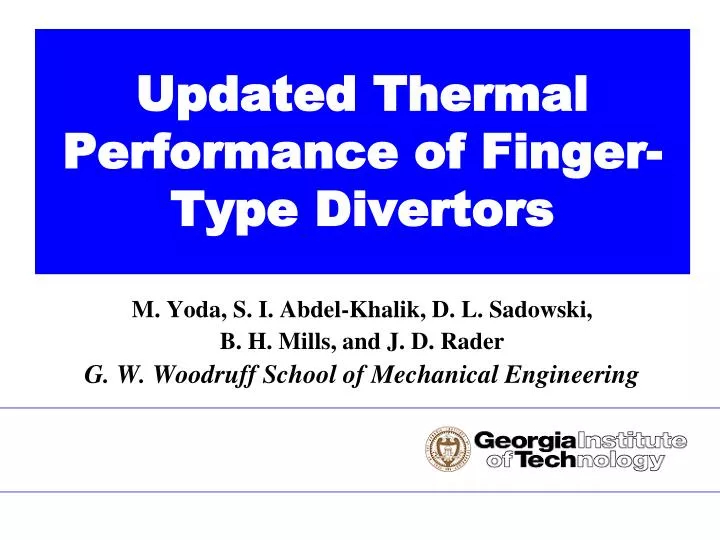 updated thermal performance of finger type divertors