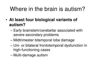 Where in the brain is autism?