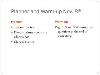 Planner and Warm-up Nov. 8 th