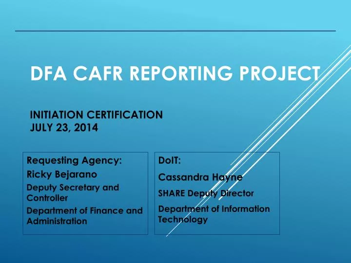 dfa cafr reporting project initiation certification july 23 2014