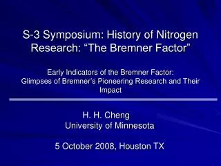 H. H. Cheng University of Minnesota 5 October 2008, Houston TX