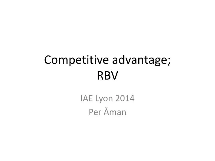competitive advantage rbv