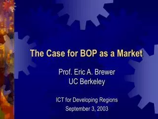 The Case for BOP as a Market