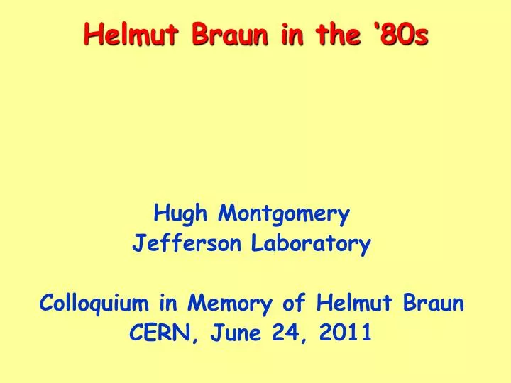 helmut braun in the 80s