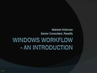 Windows Workflow - An introduction