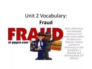 Unit 2 Vocabulary: Fraud