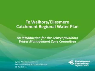 Te Waihora /Ellesmere Catchment Regional Water Plan