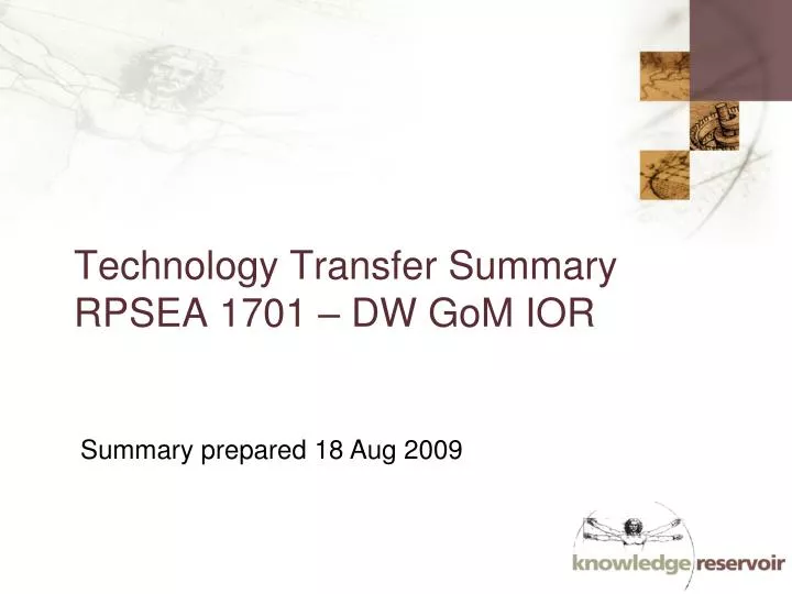 technology transfer summary rpsea 1701 dw gom ior