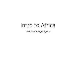 Intro to Africa