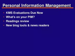 Personal Information Management