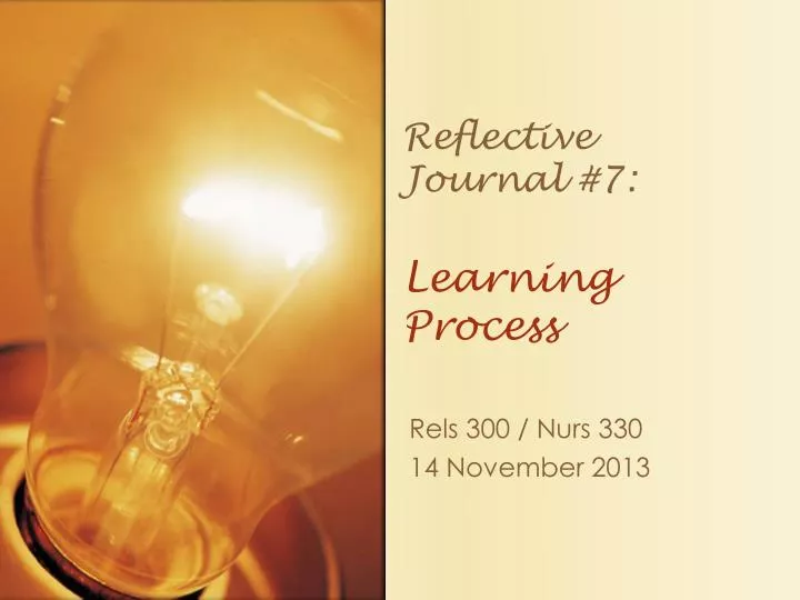reflective journal 7 learning process