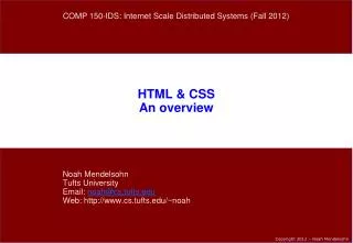 HTML &amp; CSS An overview
